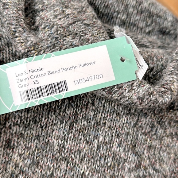 Stitchfix Poncho Sweater NWT Leo & Nicole Womens XS Grey Soft Cozy Knit Pullover - Picture 8 of 15